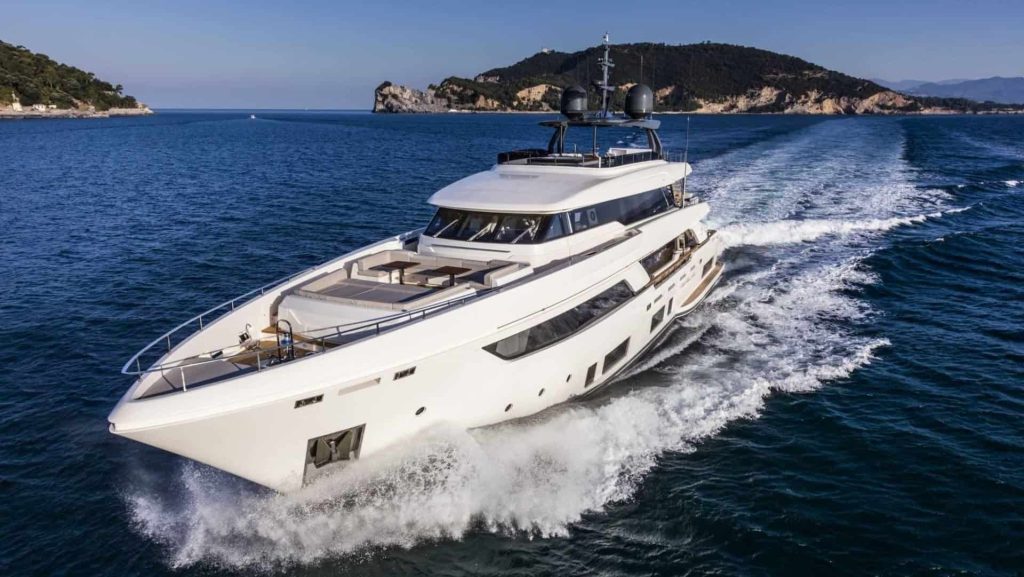 This is a photography of a Custom Line Navetta 37 cruising
