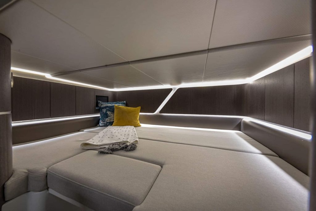 This is photo of a Galeon 325 GTO cabin