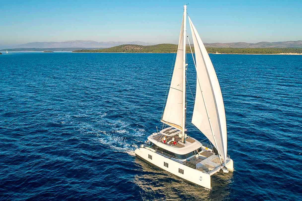 This is photo of a catamaran Sunreef 60 sailing
