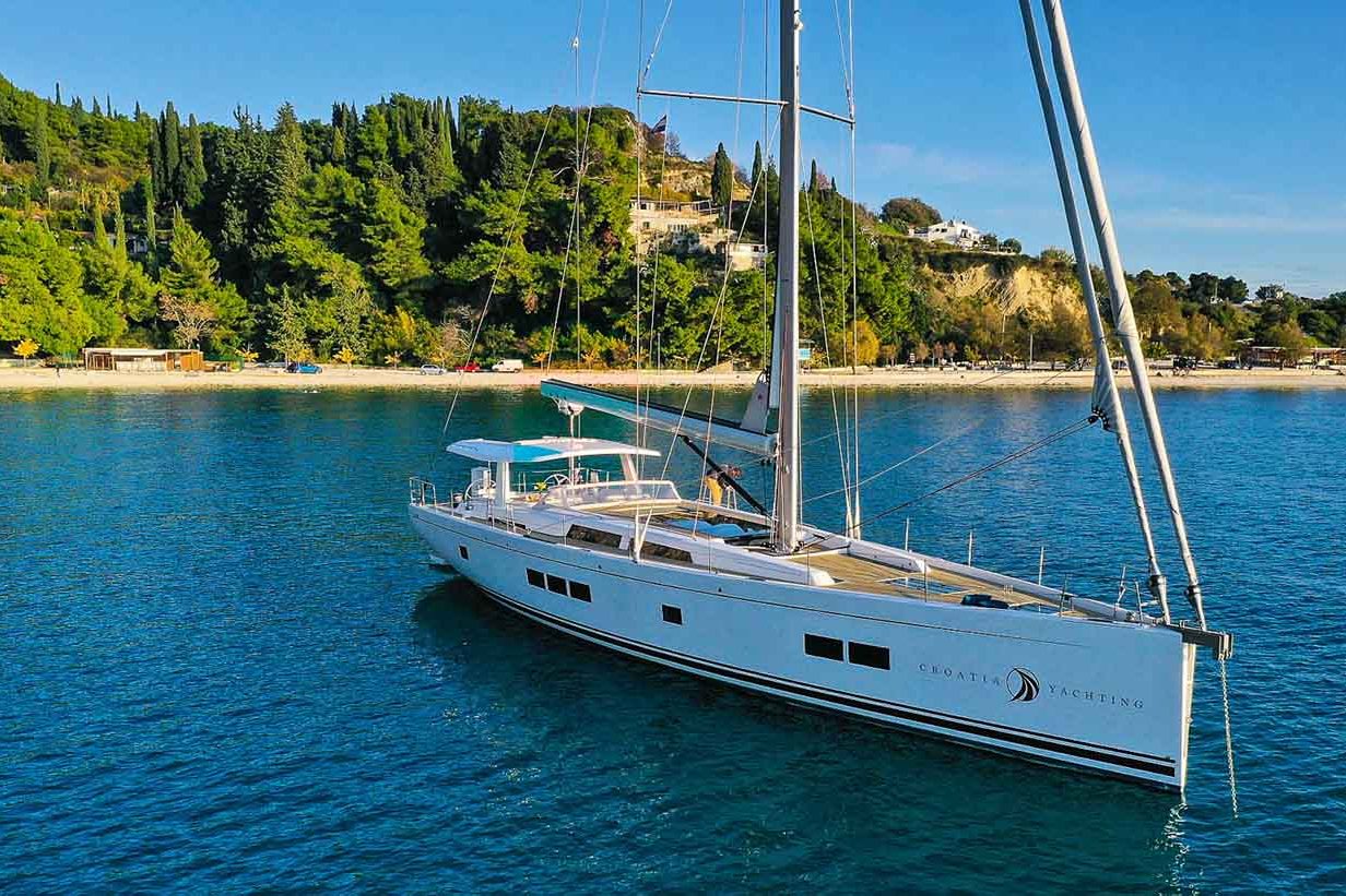 This is photo of a sailing boat Hanse 675 at anchor