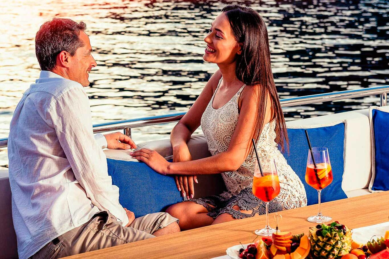 Luxury yacht Aegean Yachts Grace al fresco table detail