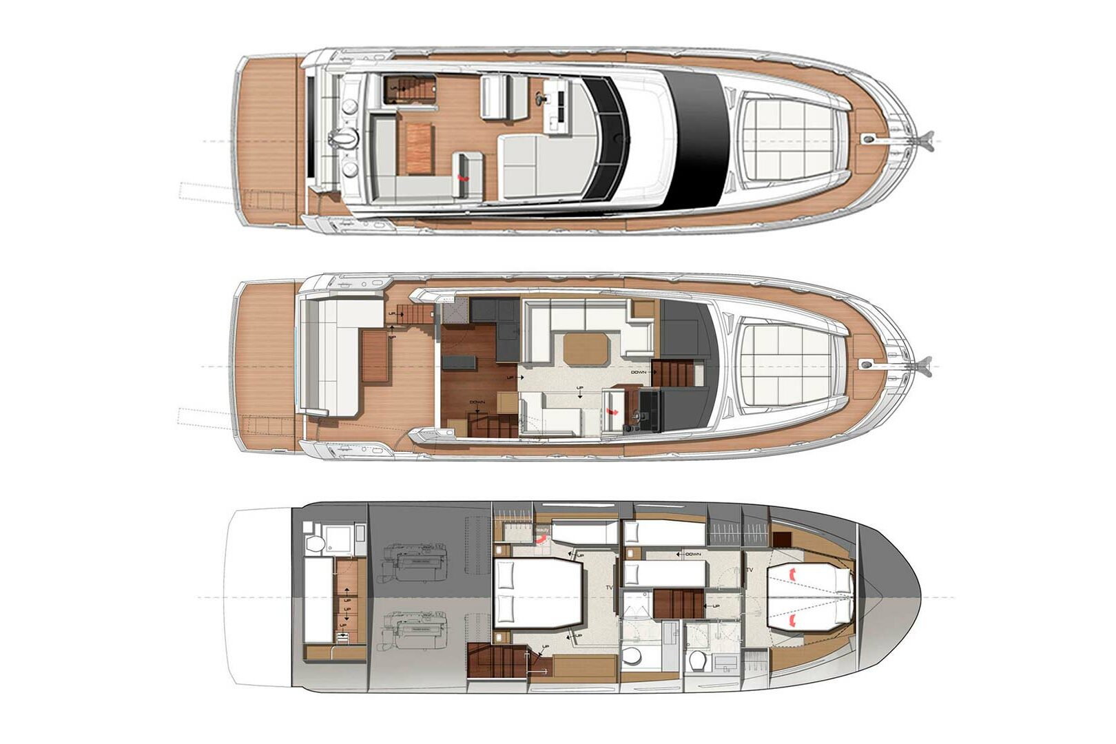 Motor boat Prestige 520 Fly layout