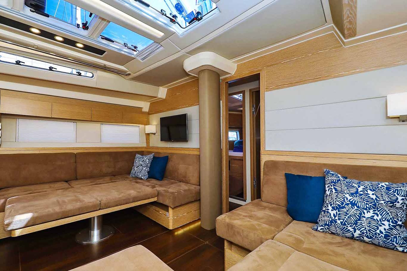 This is photo of a sailing boat Hanse 588 convertable table