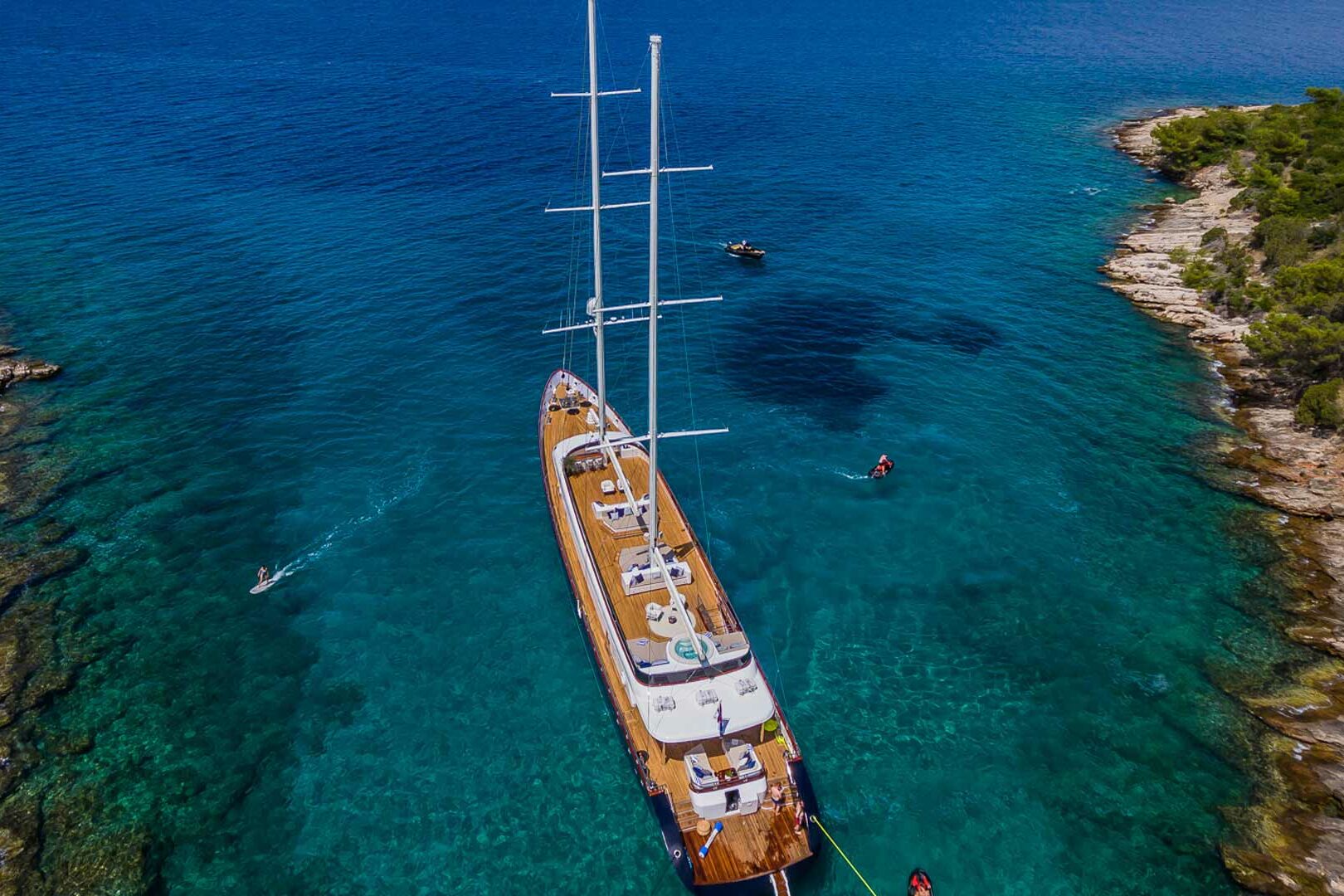 Luxury yacht Clase Azul on anchor