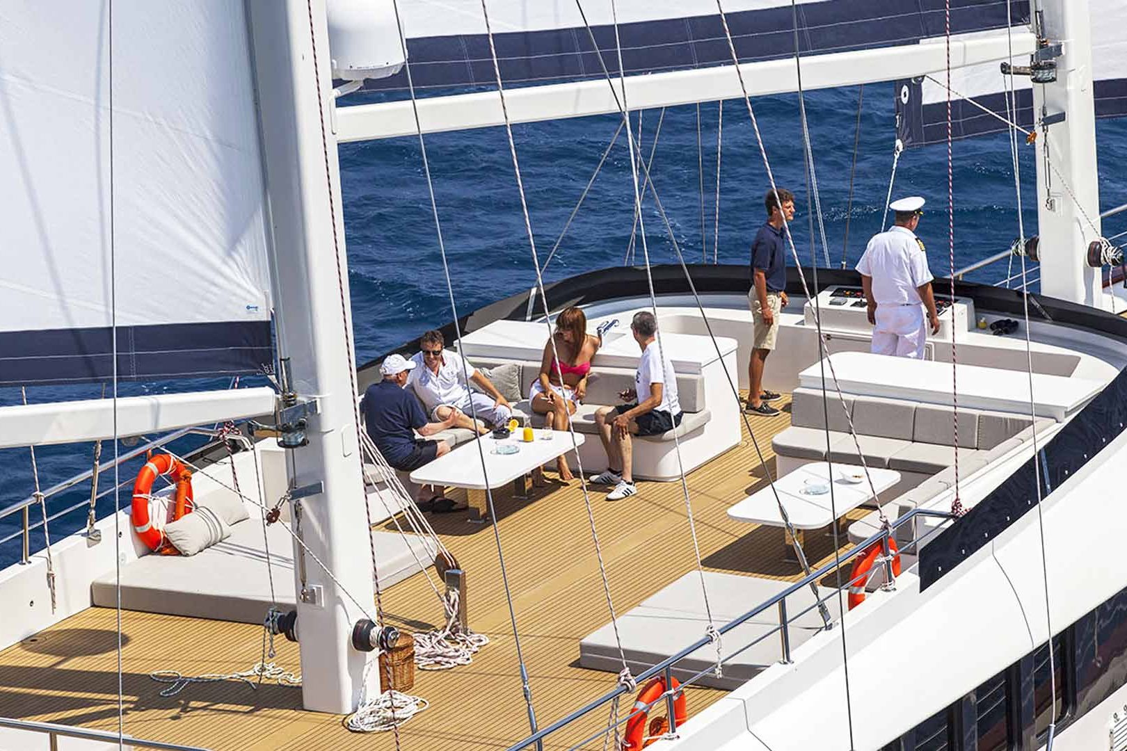 The luxury sailing yacht Navilux from the air