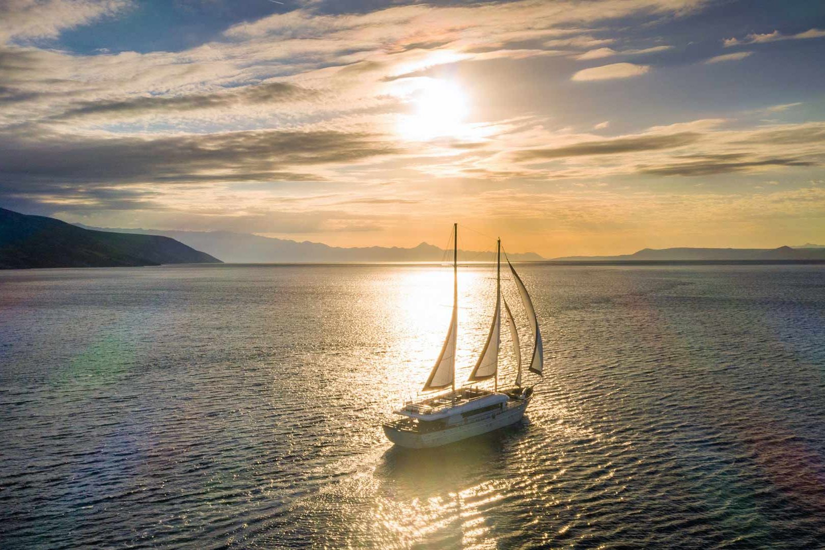 The luxury sailing yacht Son de Mar from the air