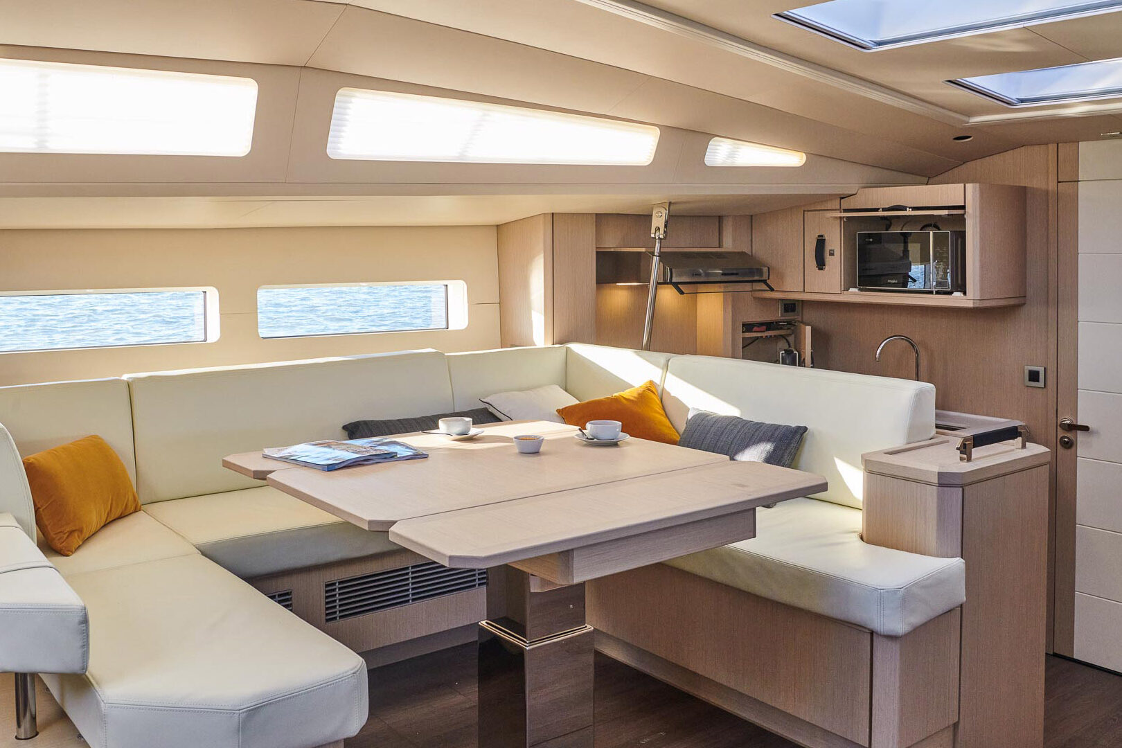 Jeanneau Yachts 60 dining area and galley