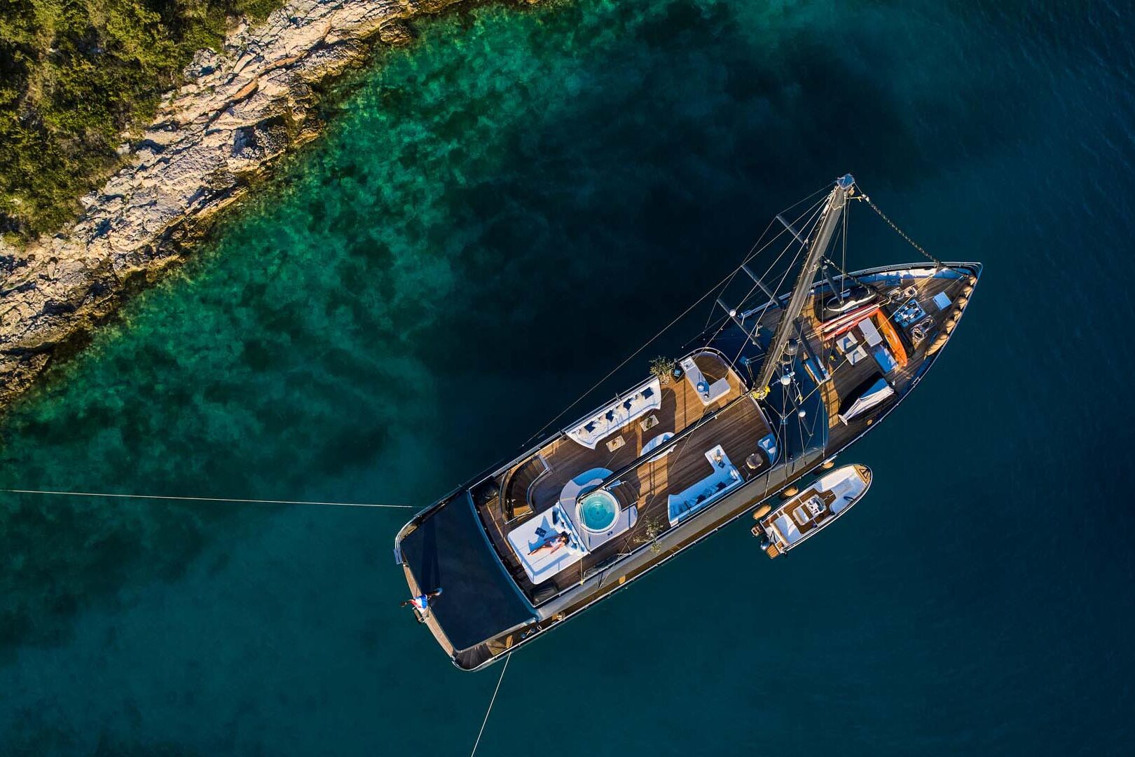 Luxury sailing yacht Rara Avis from the top