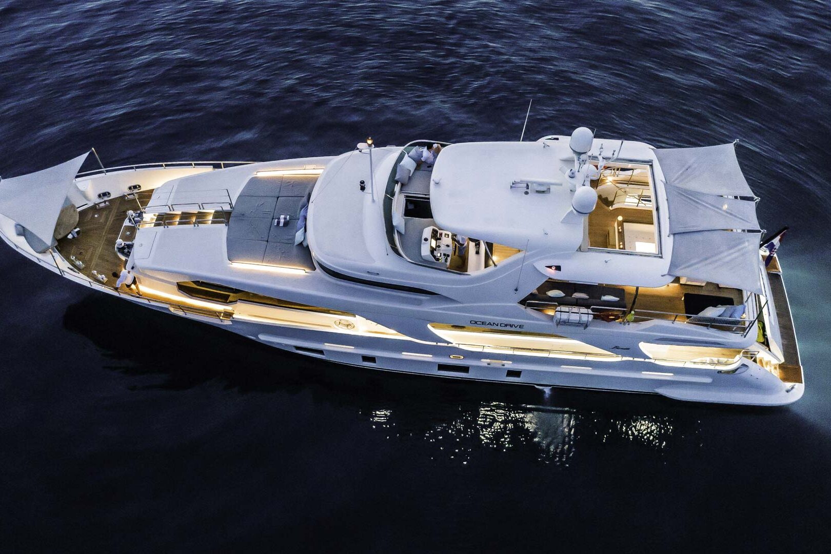 Luxury yacht Ocean Drive side view
