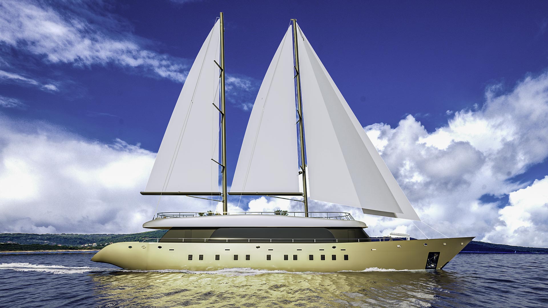 Luxury sailing yacht Anetta under sails