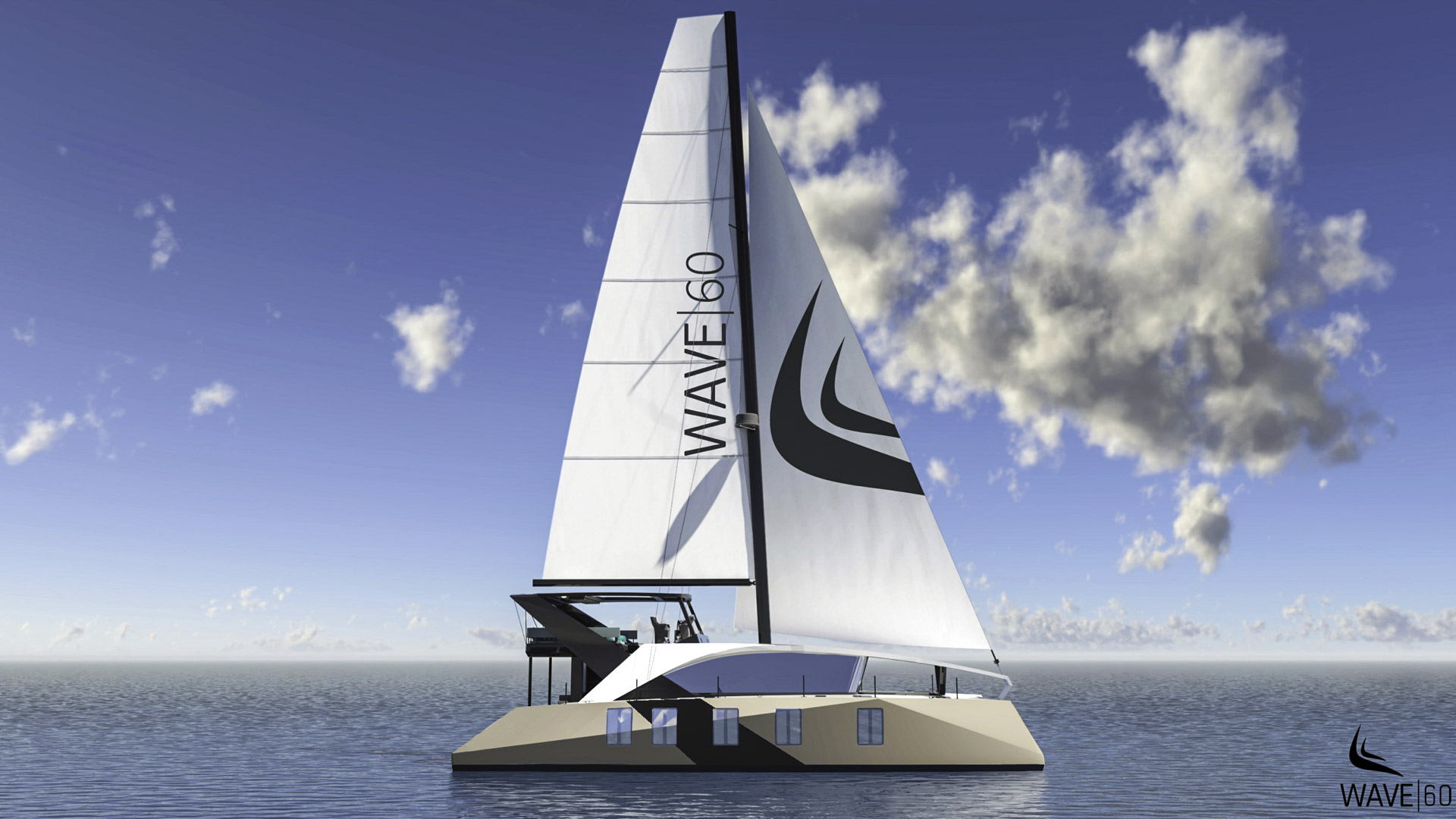 Luxury catamaran Wave 60 sailing