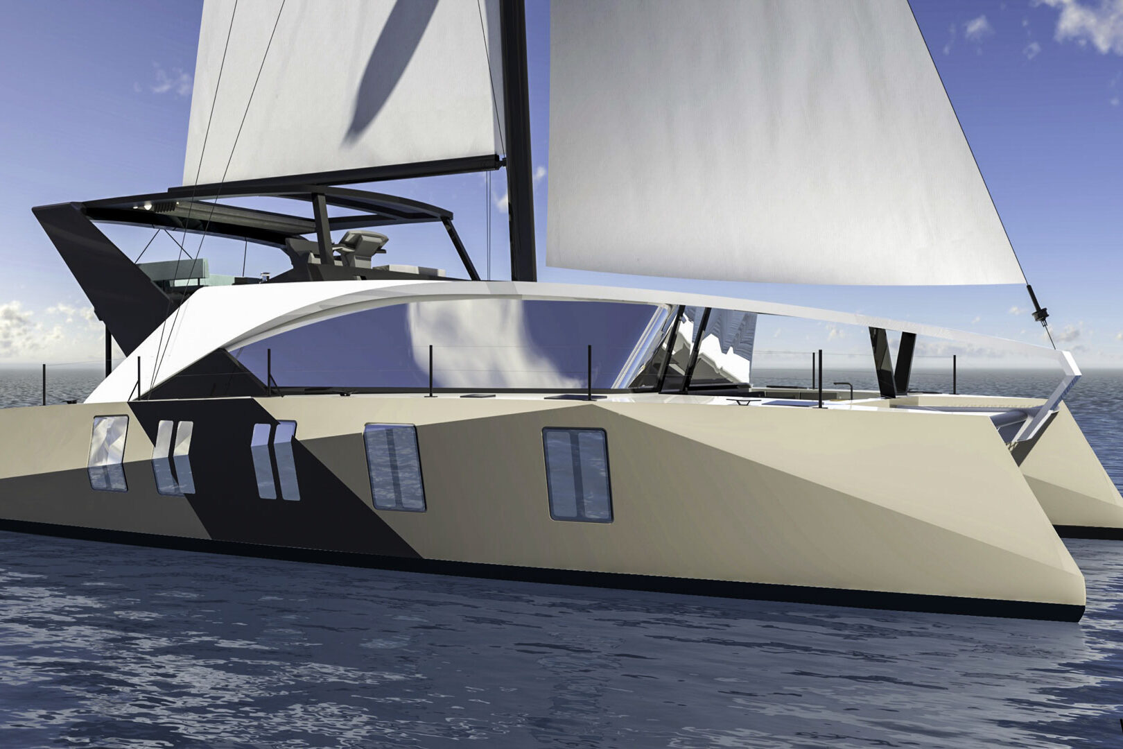 Luxury catamaran Wave 60 sailing view