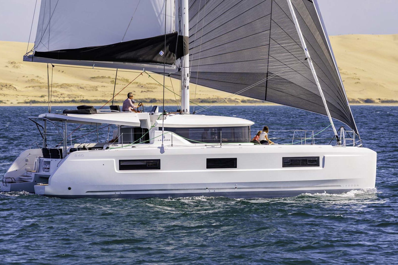 Lagoon 46 sailing starboard view