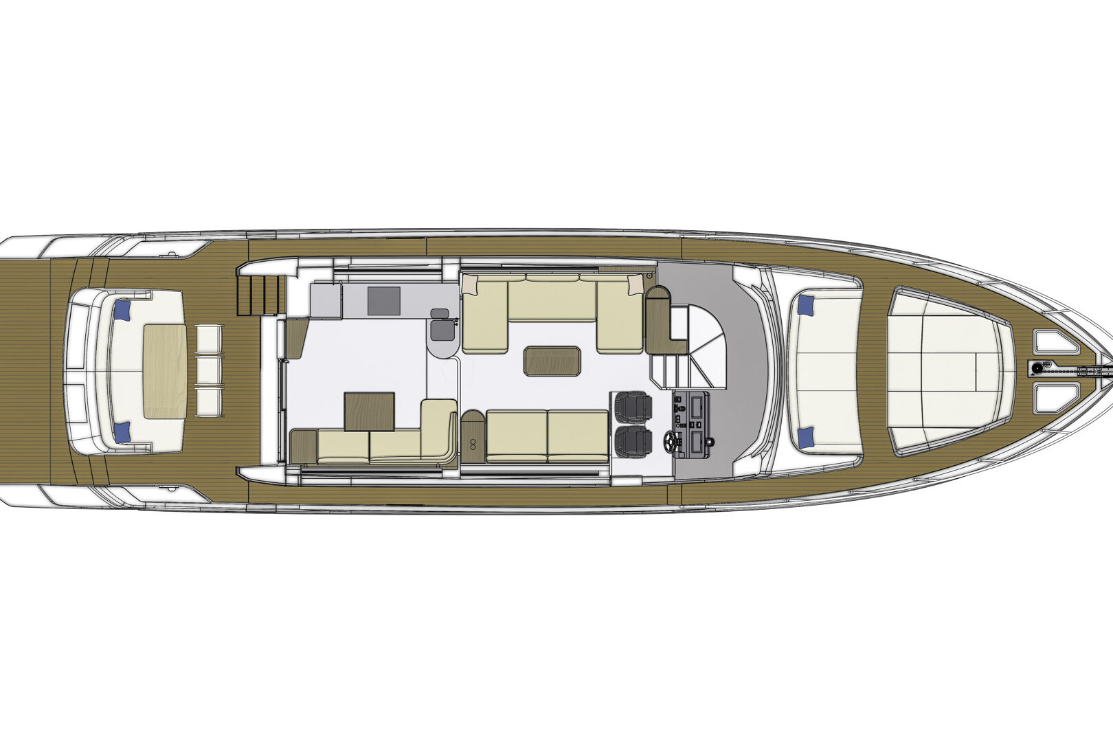Azimut 68 Fly layout - maindeck aft galley