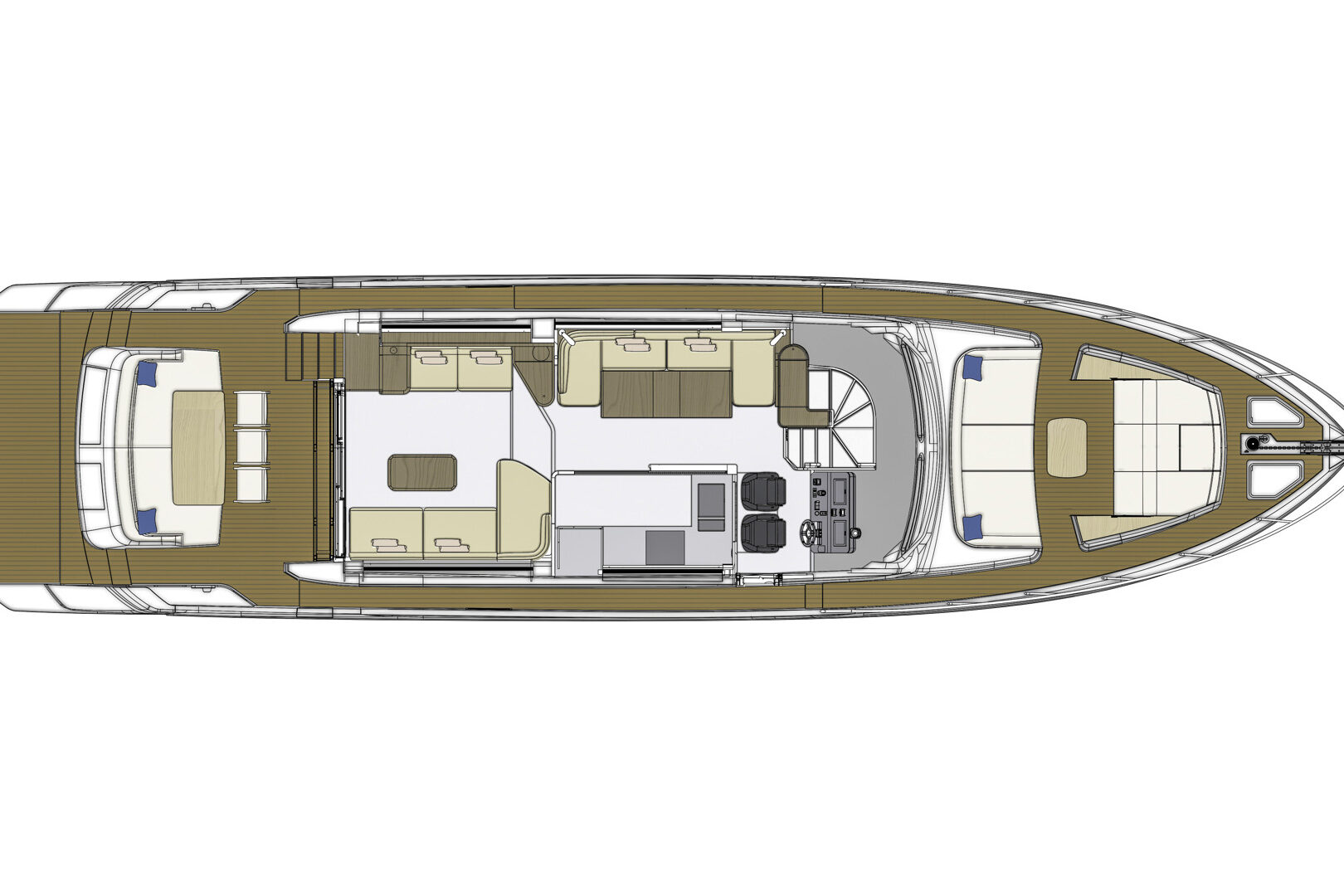 Azimut 68 Fly layout - maindeck enclosed galley