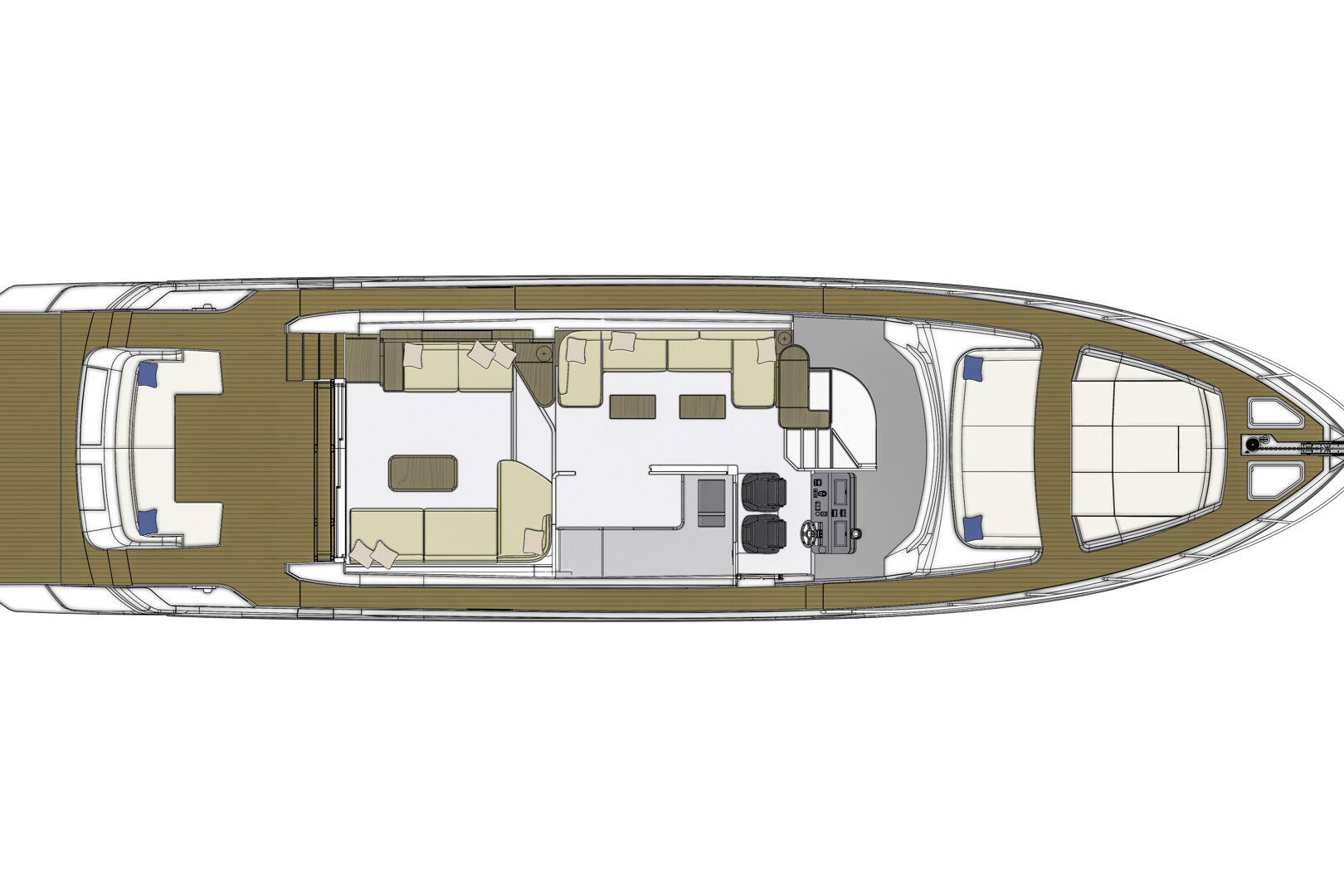 Azimut 68 Fly layout - maindeck open galley